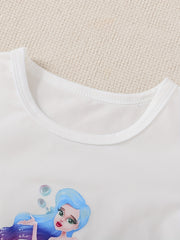 2pcs Toddler Girls Mermaid T Shirt & Pants Set