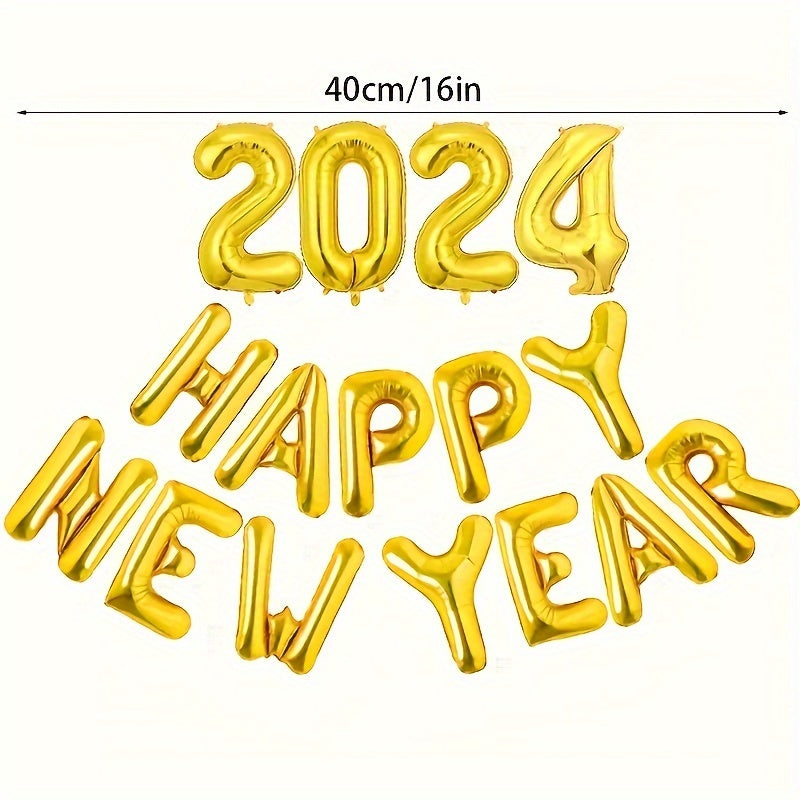 16pcs Happy Year Letter Foil Balloon Christmas Party Decoration