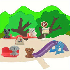 Children's Playhouse Toy Scene Puppy Kitten Pet DIY Toy Set