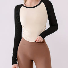 High Elastic Yoga Crop Top For Women Pleated Fitness Sports T Shirts