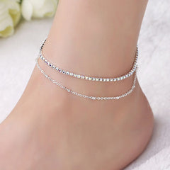 Colorful Zircon Punk Style Chain Anklet for Party Nightclub
