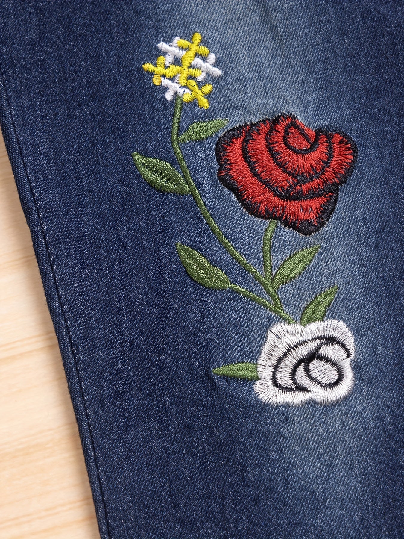 Floral Embroidered Jeans for Baby Girls