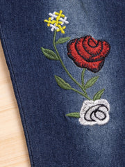 Floral Embroidered Jeans for Baby Girls