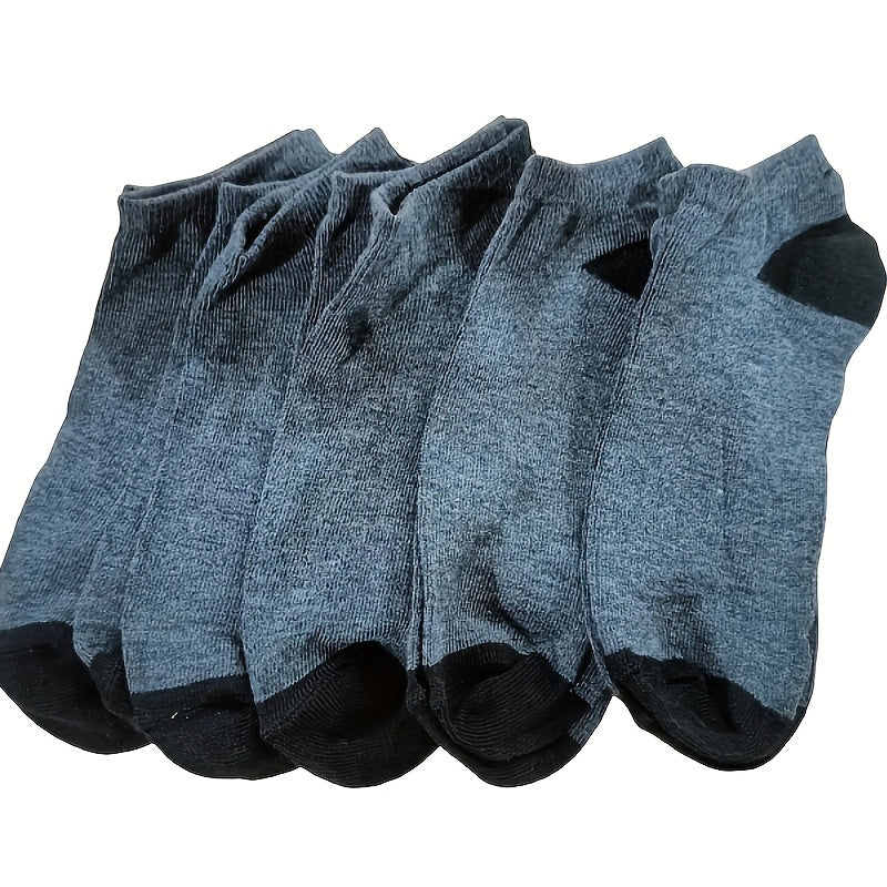 5 Pairs Men's Low Cut Ankle Socks Breathable Sweat Absorption