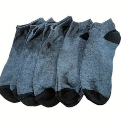 5 Pairs Men's Low Cut Ankle Socks Breathable Sweat Absorption