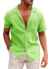 Men's Casual Camp Collar Short Sleeve Shirt