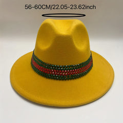 Rhinestone Hatband Fedora Cap Casual Jazz Hat Unisex Cowboy Cowgirl Hats