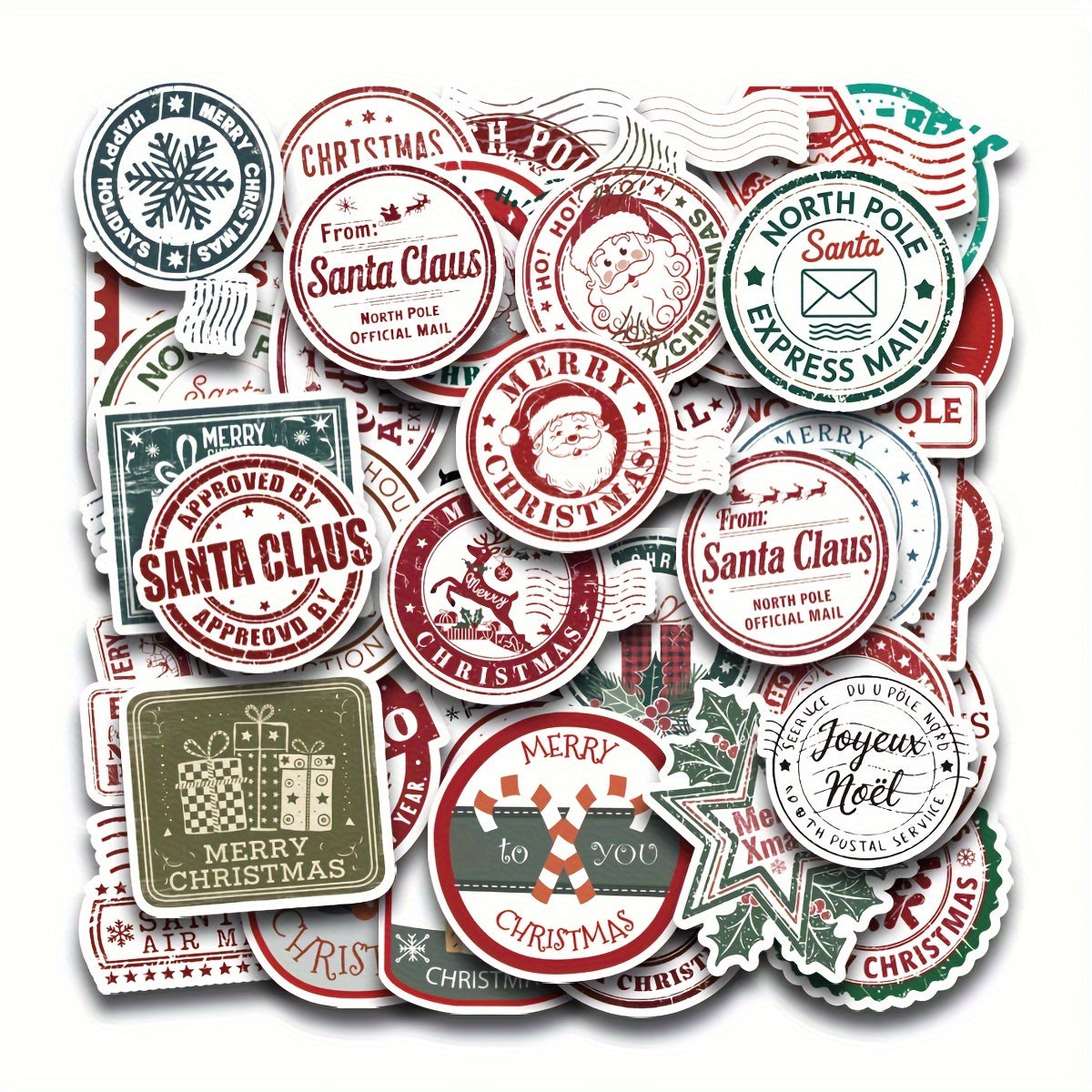 50pcs Christmas Vintage Santa Claus Stickers Party Sealing Stick