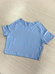 Quick Drying Short Sleeve T shirt Running Sports Yoga Crop Top