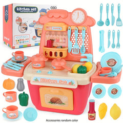 22Pcs Kids Kitchen Playset w/ Lights & Sounds - Realistic Pretend Play Food