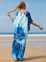 Boho Cover Up Dress Women's Plus Tie Dye V Neck Cover Up Dress