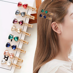Bowknot Crystal Hair Clip Non slip Duck Billed Clip Female Side Clip