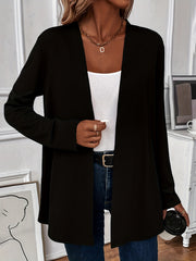 Solid Knit Cardigan Long Sleeve Open Front Casual Cardigan