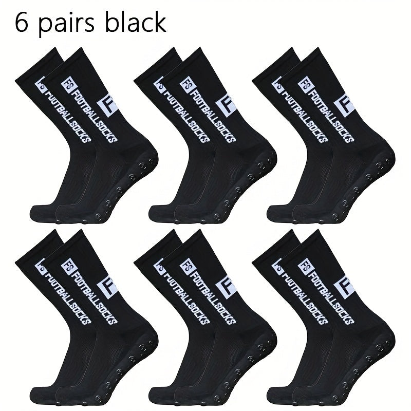 6 Pairs Silicone Non slip Football Socks for Men and Women
