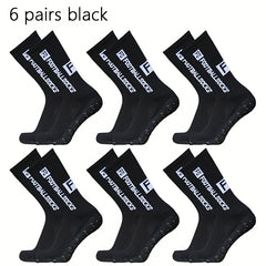 6 Pairs Silicone Non slip Football Socks for Men and Women