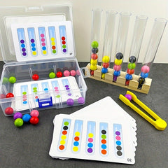 Colorful Wooden Bead Sorting Tubes Set