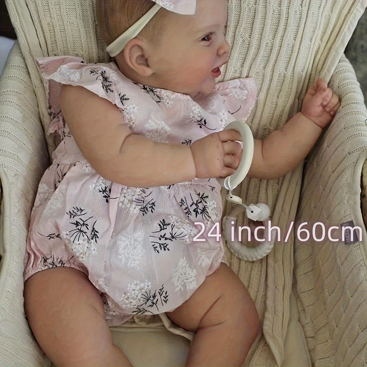 24" Reborn Doll with Hand Painted Hair Soft Realistic Vinyl Body