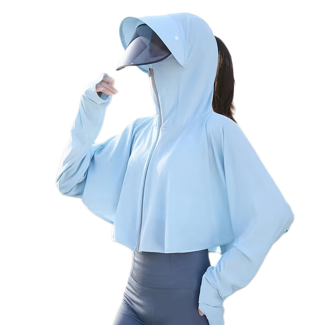Women's Summer Sun Jacket with Hooded Lens Breathable Sunshade