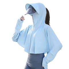 Women's Summer Sun Jacket with Hooded Lens Breathable Sunshade