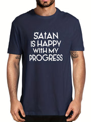 Santa Is Pleased Men's Letter Print Tee for Summer