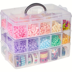 Translucent 3 Layer Stackable Storage Box 30 Compartments Dust Proof