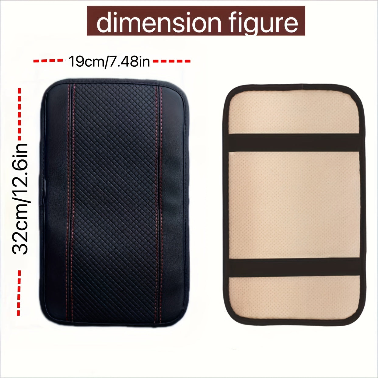 Car Armrest Mat Leather Double Line Non slip Armrest Cover