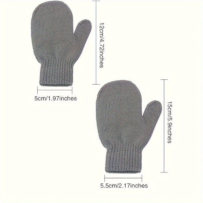 4 Pairs Winter Sports Mittens for Kids, Warm Knitted Gloves