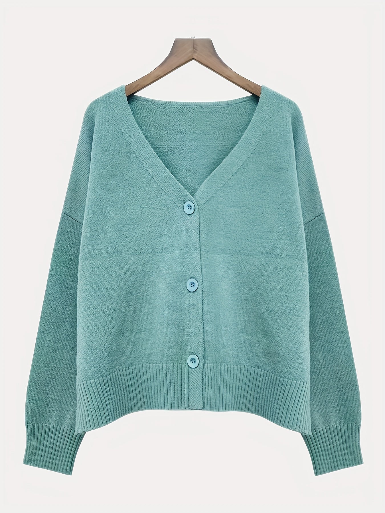 Solid Button Up Cardigan Casual V Neck Long Sleeve Cardigan
