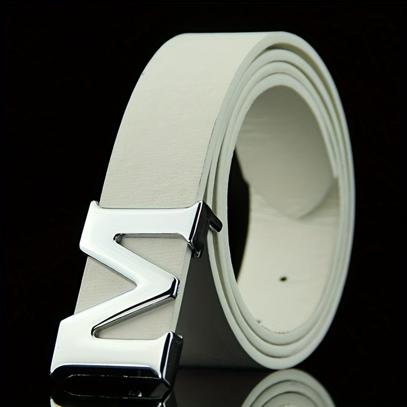 Men's M Pattern Buckle Belt for Outdoor Party Business