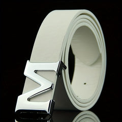 Men's M Pattern Buckle Belt for Outdoor Party Business