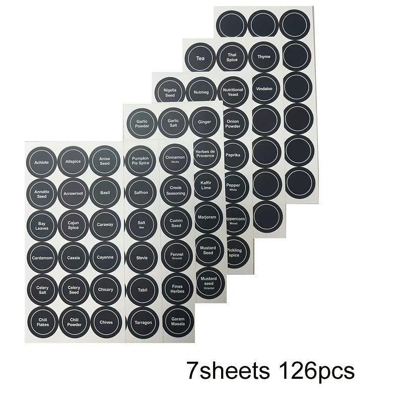 Round Spice Jar Labels 126pcs Waterproof Self-Adhesive
