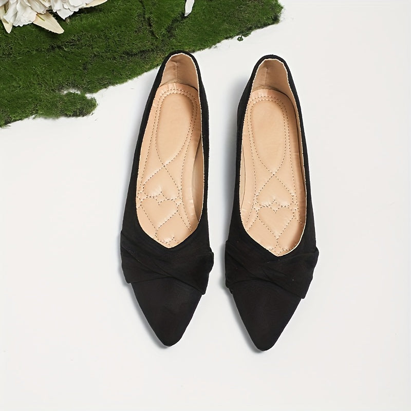 Women's Pleated Ballet Shoes Point Toe Flat Shoes