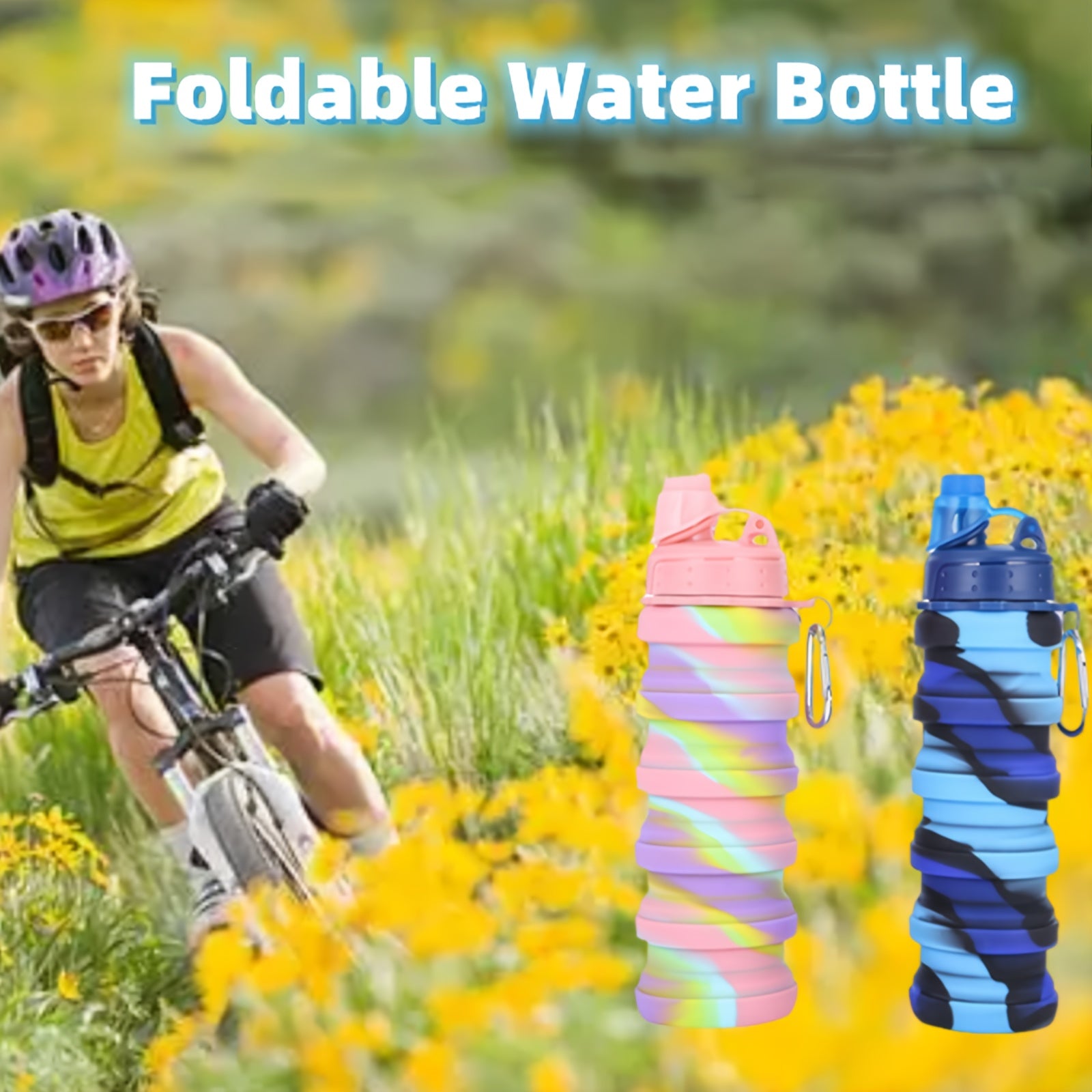 1pc 500ml Silicone Collapsible Water Bottle Leakproof Retractable Cup