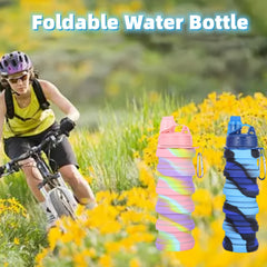 1pc 500ml Silicone Collapsible Water Bottle Leakproof Retractable Cup