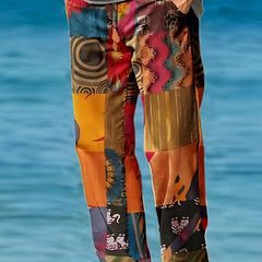 Boho Style Men's Loose Straight Leg Pants for Beach Vacation