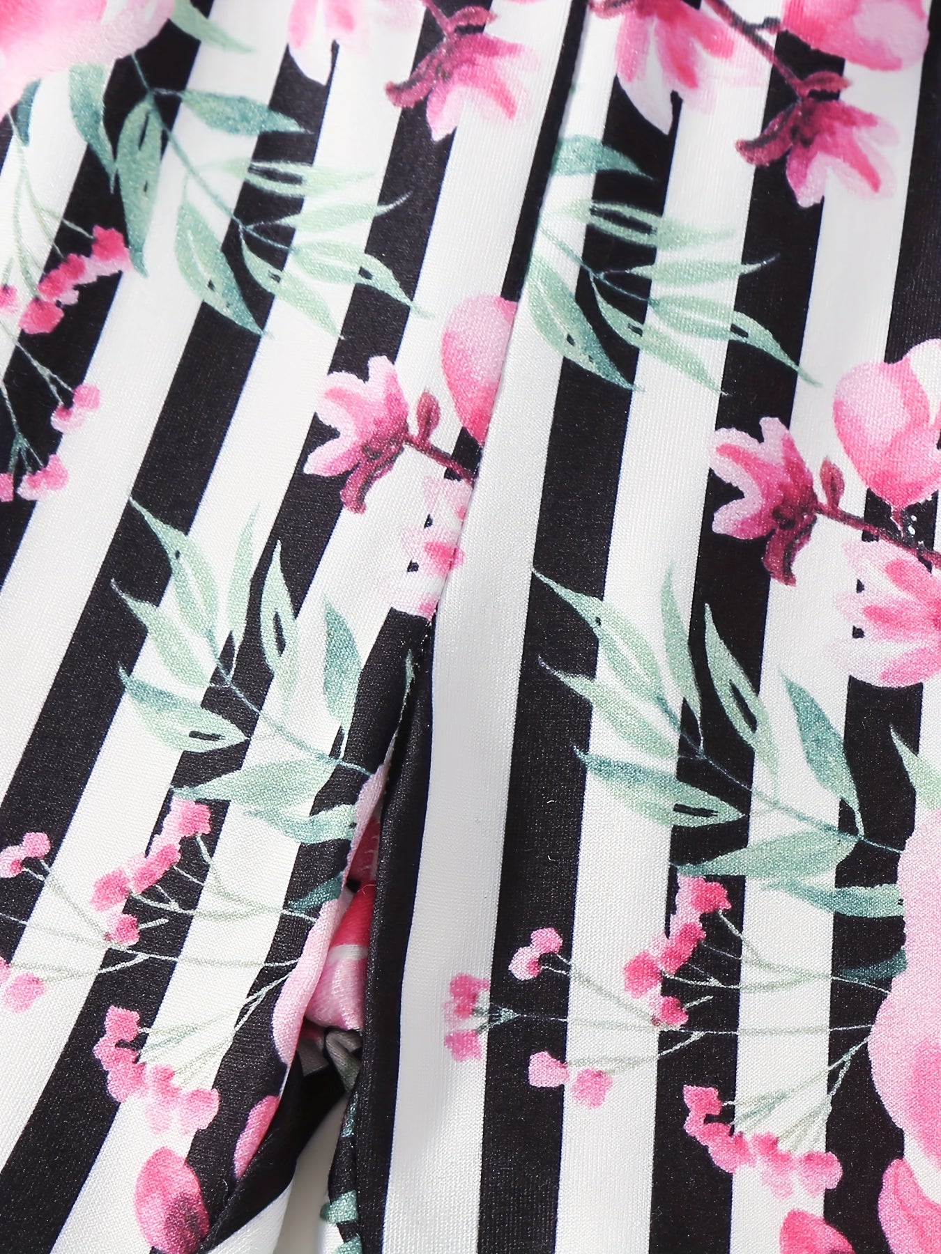 Girls' Striped Flower Print Thin Casual Shorts