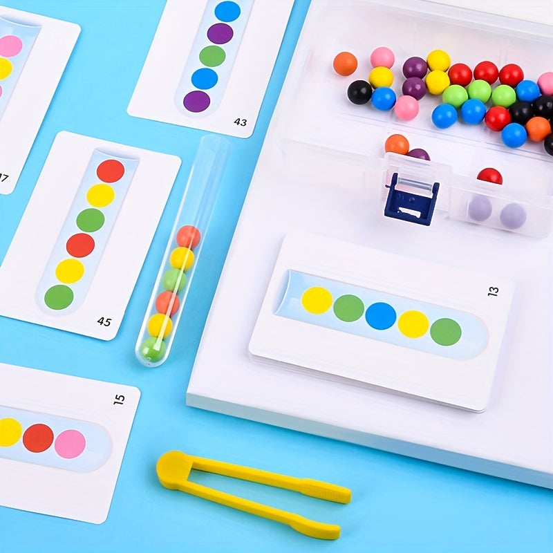 Wooden Beads Test Tube Toy Recognition Sorting Game for Kids