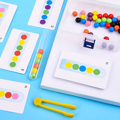 Wooden Beads Test Tube Toy Recognition Sorting Game for Kids
