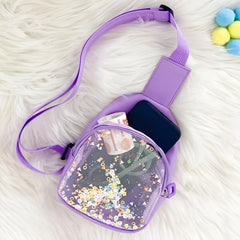Girls Sequin Waist Bag Cute Zipper Crossbody Bag