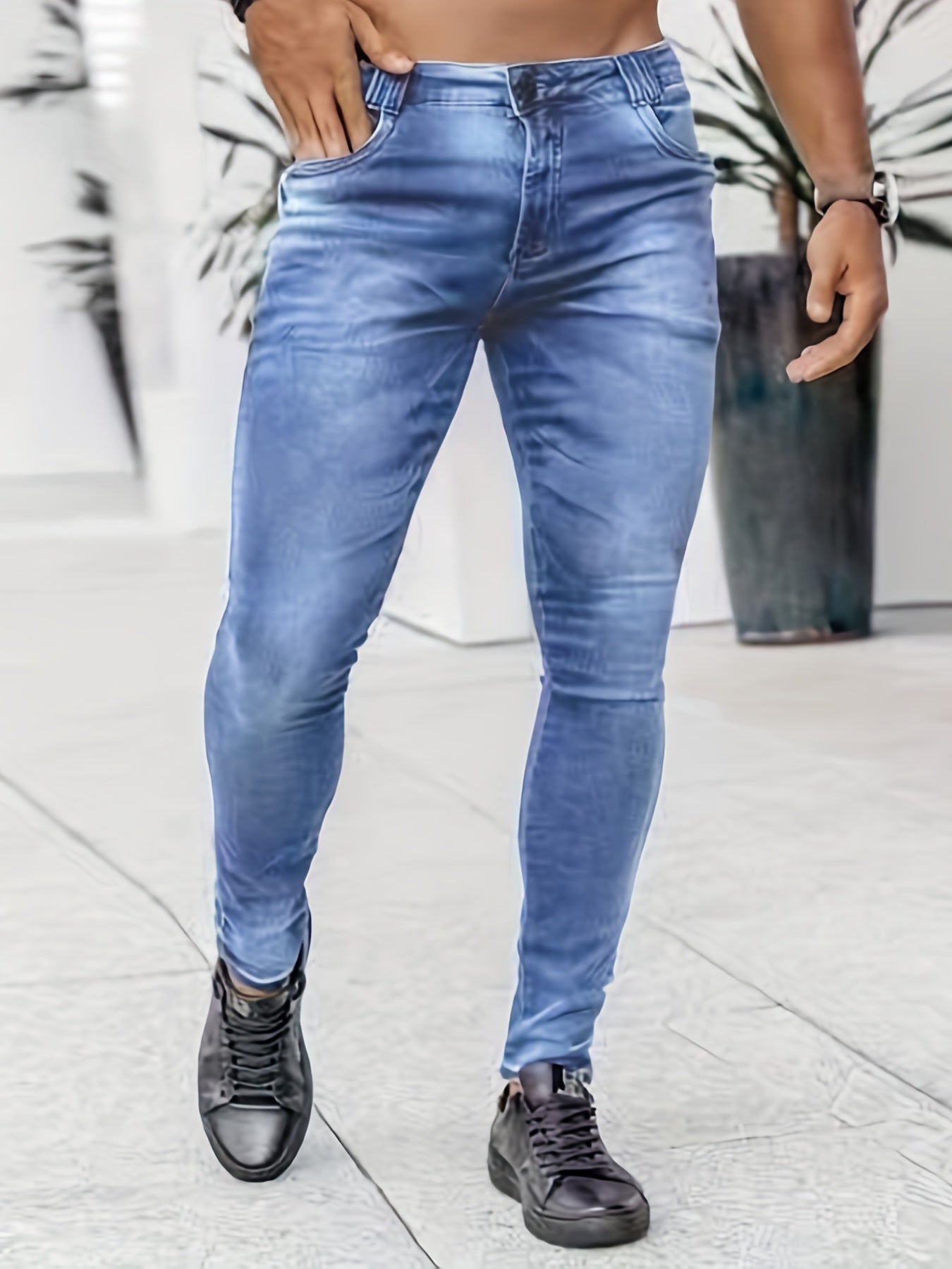 Men's Slim Fit Jeans Distressed Denim Pants