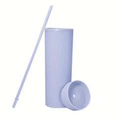 473ml Reusable Frosted Water Cup Double Layer Plastic Bottle With Straw