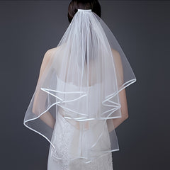 Double Layer Tulle Bridal Veil with Tie
