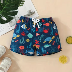 Baby Boys Cartoon Print Beach Shorts for Summer