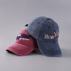 Embroidered Baseball Cap Denim Washed Curved Brim Peaked Cap