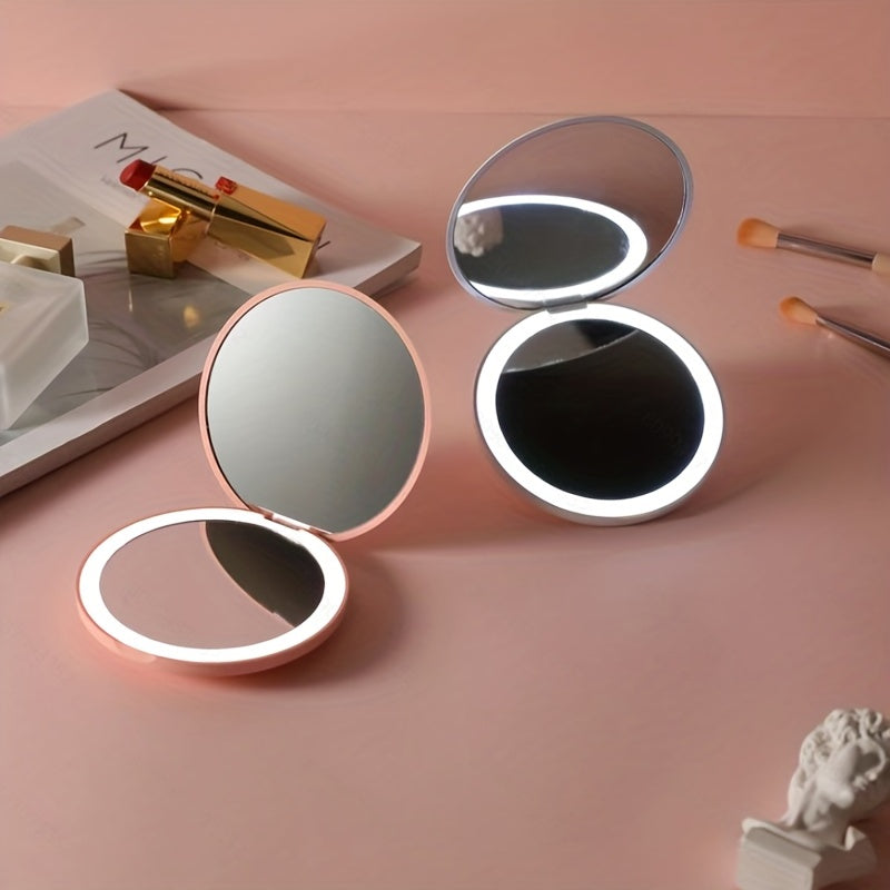 Mini LED Makeup Mirror - Double Sided Folding and Light - Travel Size