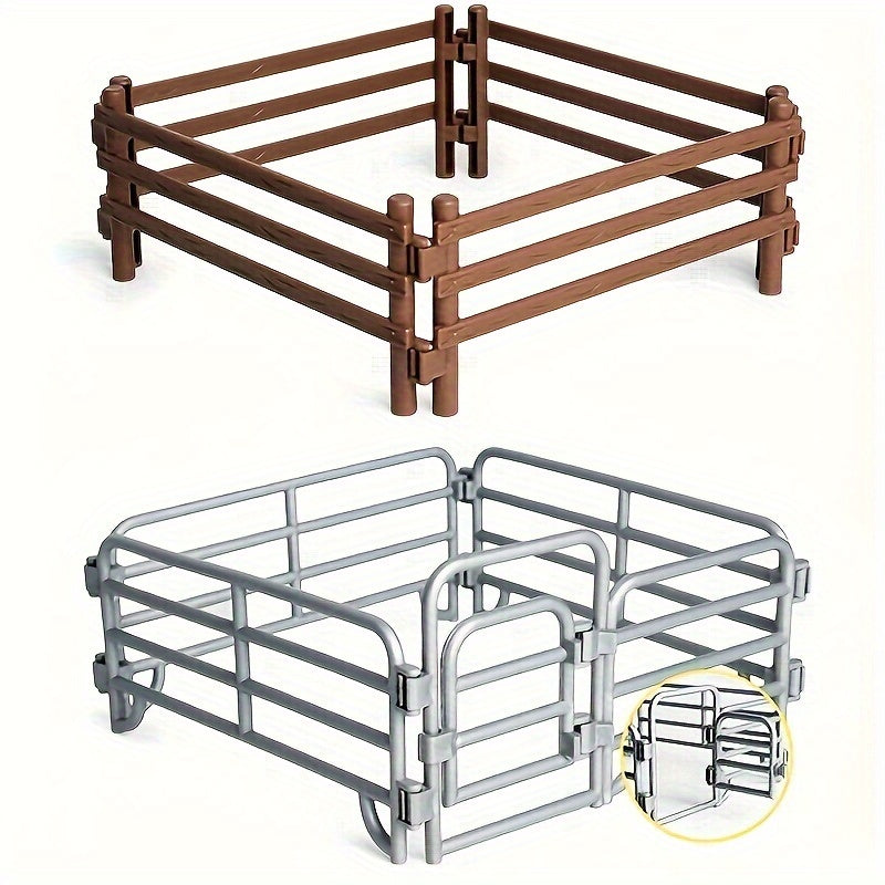 Rustic Farmhouse Decorative Fence PVC Model for Sand Table Play Gray