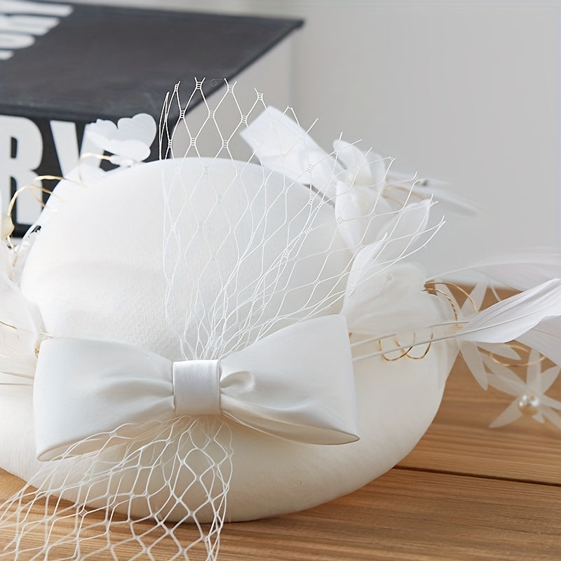 Feather Veil Fascinators Hats French Style Bridal Wedding Tiara