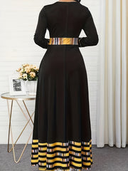 Geometric Print Maxi Dress With Pockets