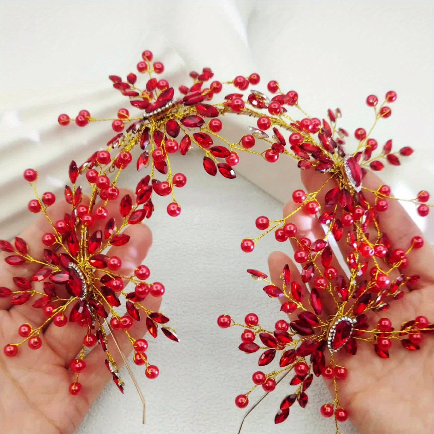 Vintage Flower Rhinestone Headband Bridal Hair Accessory