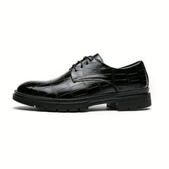 Embossed Pattern Derby Shoes Lace up Front Men's Dress Shoes